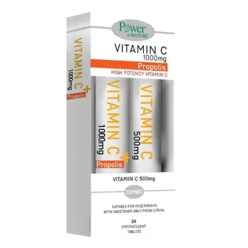 Vitamin C 1000 mg Plus Propolis Stevia 20 αναβράζοντα δισκία +Δώρο Vitamin C 500 mg 20 αναβράζοντα δισκία