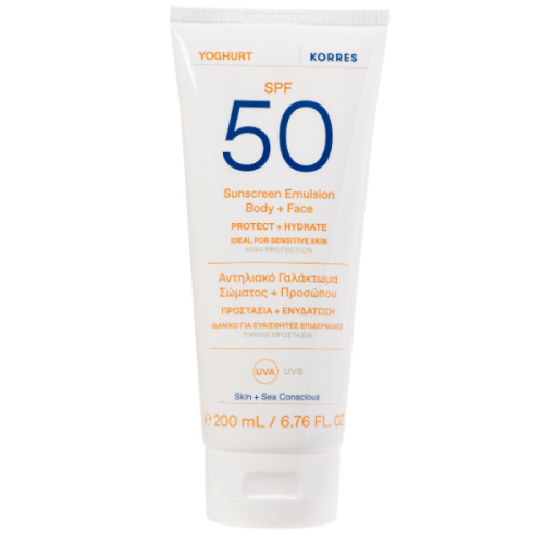 KORRES Yoghurt Sunscreen Emulsion Body & Face Αντηλιακό Γαλάκτωμα Σώματος & Προσώπου SPF50, 200ml