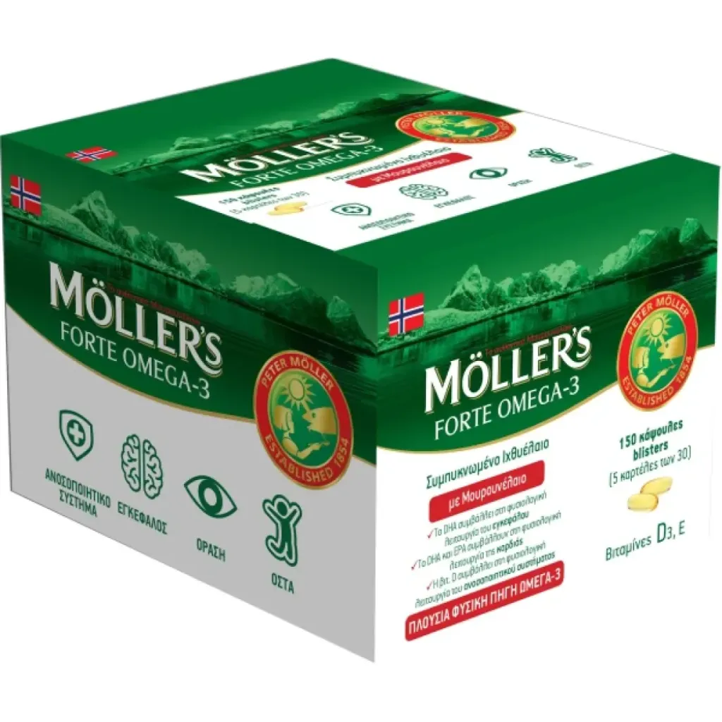 Moller's Forte Omega-3 Μουρουνέλαιο, 5x30 caps Moller's Forte Omega-3 Μουρουνέλαιο, 5x30 caps