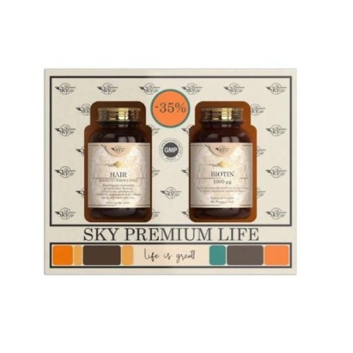 Sky Premium Life Hair 60 δισκία + Biotin 1000 mcg 60 κάψουλες (sticker -35%)