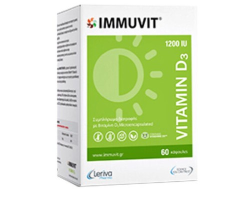 Leriva Immuvit Vitamin D3 Συμπλήρωμα Διατροφής με Βιταμίνη D3 1200IU 60 Κάψουλες