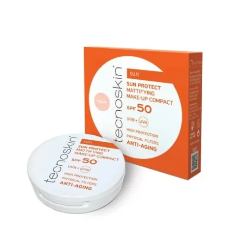 Tecnoskin Sun Protect Mattifyying Make Up Compact SPF50 Light Αντηλιακό Compact Make-Up Προσώπου 10g 