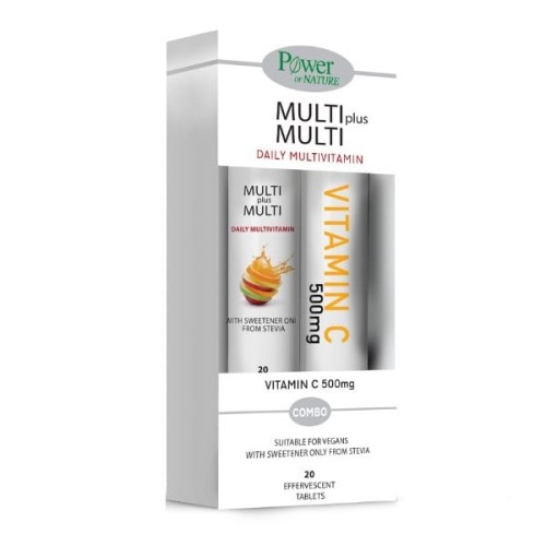 Power of Nature Multi plus Multi Stevia 20 αναβράζοντα δισκία + Δώρο Vitamin C 500 mg 20 αναβράζοντα δισκία