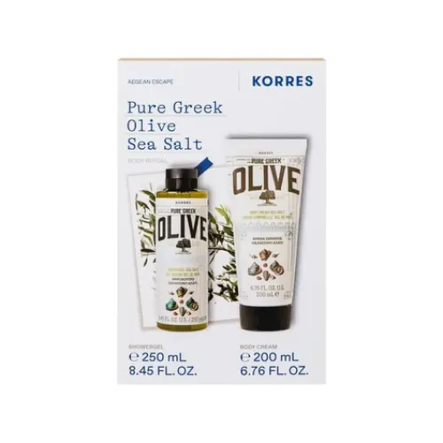 Korres Pure Greek Olive Θαλασσινό Aλάτι Αφρόλουτρο 250ml + Eνυδατικό Γαλάκτωμα Σώματος 250ml Promo Pack