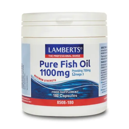 Lamberts Pure Fish Oil 1100mg Συμπλήρωμα Ιχθυελαίων για Καρδιά, Αρθρώσεις, Δέρμα & Εγκέφαλο 180 Capsules 