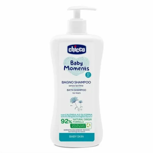 Chicco Baby Moments Αφρόλουτρο Σαμπουάν χωρίς Δάκρυα με Καλέντουλα και Φυτική Γλυκερίνη 0m+ 500ml 
