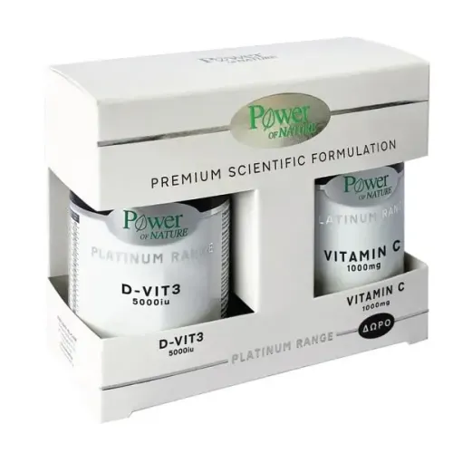 Power of Nature Platinum Range D-vit 3 5000 IU 60 tabs & Δώρο Vitamin C 1000 mg 20 tabs