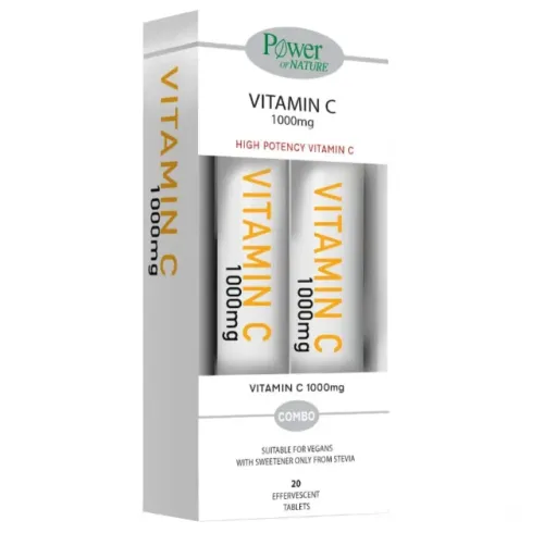 Power of Nature Vitamin C 1000mg με Γλυκαντικό από Στέβια 20eff.tabs + Δώρο Vitamin C 1000mg με Γλυκαντικό από Στέβια 20eff.tabs 