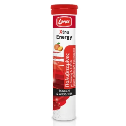 Lanes Xtra Energy - Αναβράζουσα πολυβιταμίνη για ενέργεια & τόνωση με γεύση πορτοκάλι- γκρεϊπφρουτ