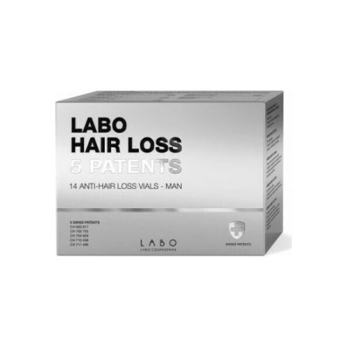 Labo Hair Loss 5 Patents Men,Aγωγή για Άνδρες για την Μείωση και την Αποτελεσματική Αντιμετώπιση της Τριχόπτωσης, 14 Αμπούλες x 3.5ml
