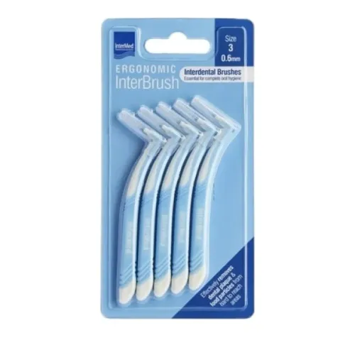 Intermed Ergonomic Μεσοδόντια Βουρτσάκια με Λαβή 0.6mm Γαλάζια 4τμχ 
