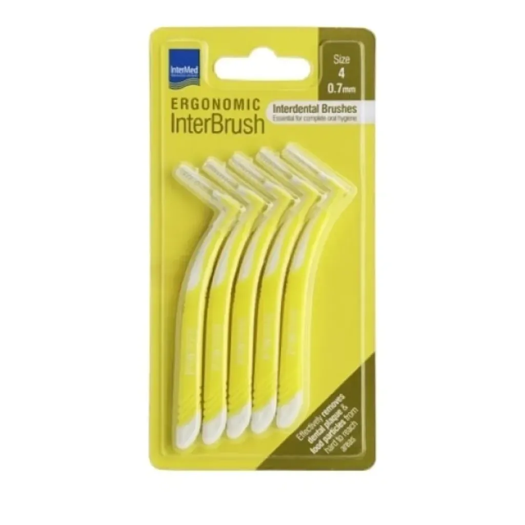 Intermed Ergonomic Μεσοδόντια Βουρτσάκια με Λαβή 0.7mm Κίτρινα 4τμχ Intermed Ergonomic Μεσοδόντια Βουρτσάκια με Λαβή 0.7mm Κίτρινα 4τμχ