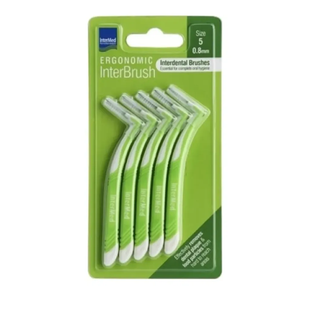 Intermed Ergonomic Μεσοδόντια Βουρτσάκια με Λαβή 0.8mm Πράσινα 5τμχ Intermed Ergonomic Μεσοδόντια Βουρτσάκια με Λαβή 0.8mm Πράσινα 5τμχ