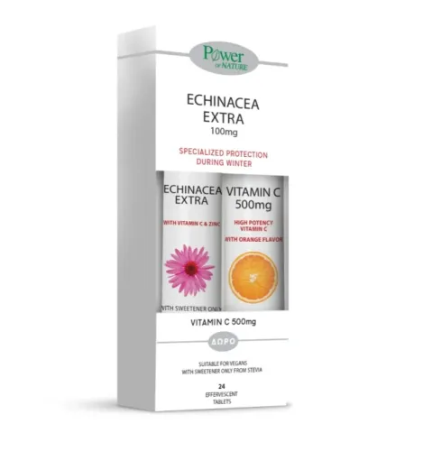 Power Health Echinacea Extra με Γλυκαντικό από Στέβια + Δώρο Vitamin C 500mg 