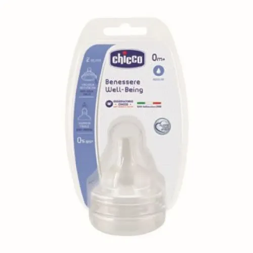 Chicco Θηλή Σιλικόνη Κανονική Ροή 0m+ Σετ των 2 