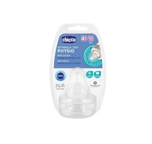 CHICCO Physio Θηλή Σιλικόνης Γρήγορη Ροή 4m+ 2τμχ