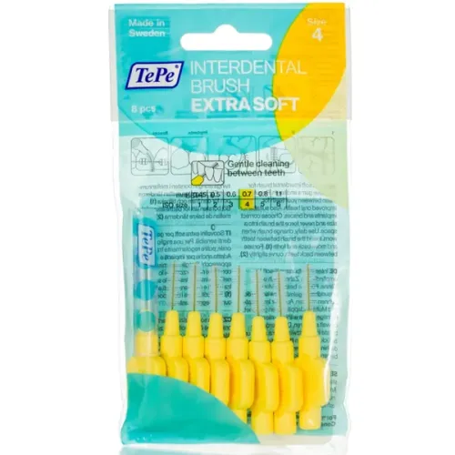 TePe Interdental Brush Extra Soft, Μεσοδόντια Βουρτσάκια Νούμερο 4 0.7mm Yellow 8τμχ 