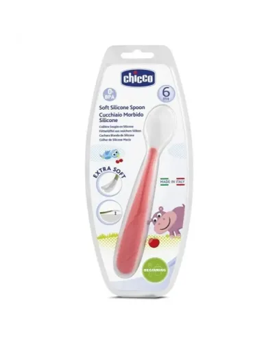 Chicco Κουτάλι Σιλικόνης Κόκκινο Soft 6m+ 