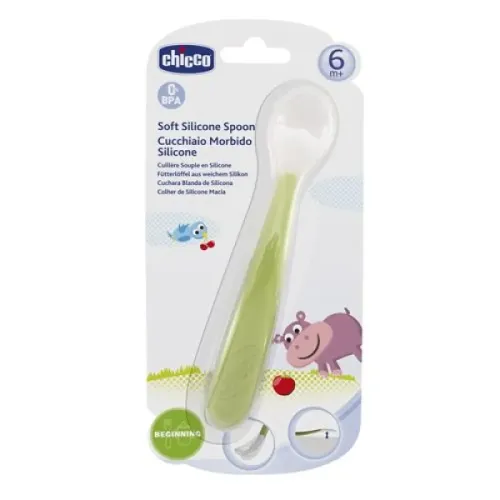 Chicco Κουτάλι Σιλικόνης Πράσινο Soft 6m+ 