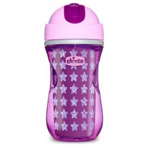Chicco Sport Cup Παγούρι με Καλαμάκι Ροζ με Αστεράκια 14m+, 266ml