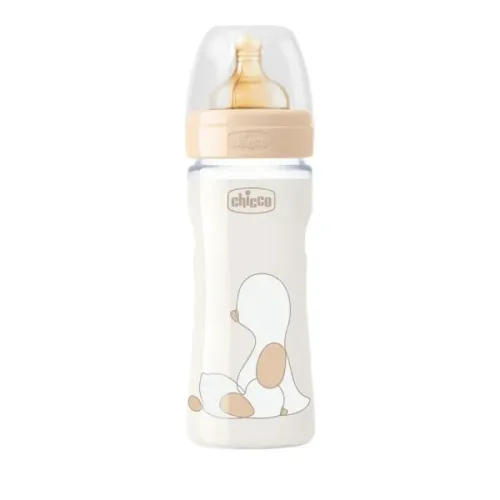 Chicco Original Touch Γυάλινο Μπιμπερό 0m+ Θηλή Καουτσούκ 240ml 