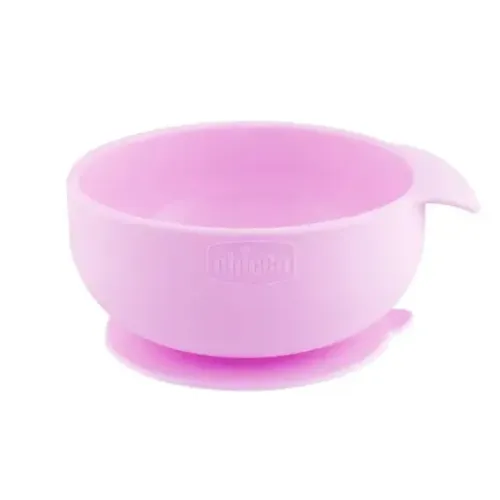  Chicco Μπωλ Σιλικόνης με Βεντούζα Ροζ 6m+