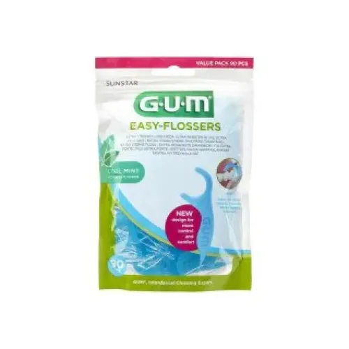Gum Easy Flossers 890 Οδοντικό Νήμα σε Διχάλες Cool Mint Ελαφρώς Κερωμένο, 90 τεμάχια