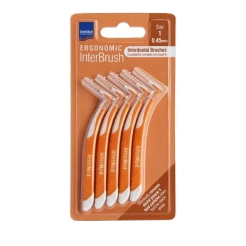Intermed Ergonomic Μεσοδόντια Βουρτσάκια με Λαβή 0.45mm Πορτοκαλί 4τμχ 