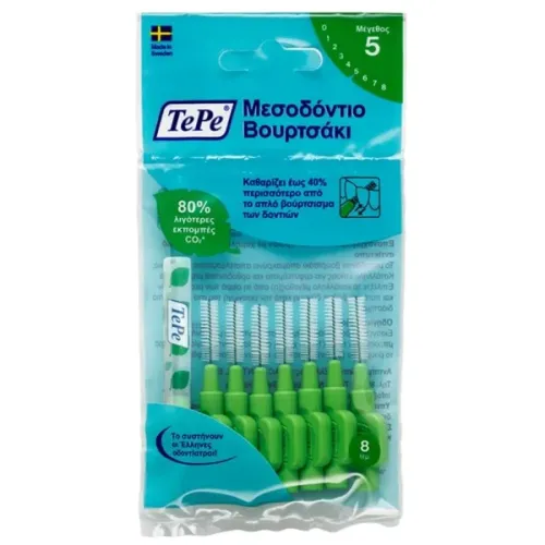 TePe Original Daily, Μεσοδόντια Βουρτσάκια Μέγεθος 5, 0.8mm Πράσινο 8τμχ 