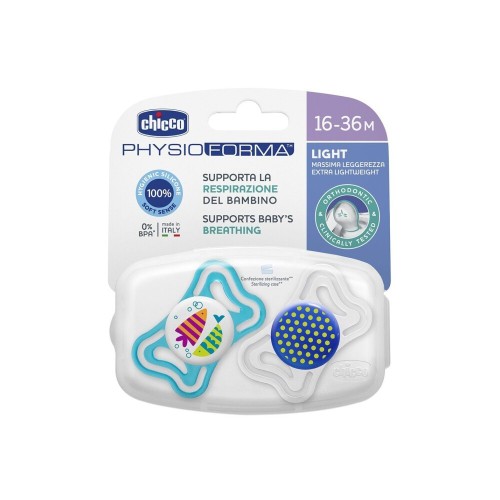 Chicco Physio Forma Light  Εργονομική Πιπίλα με Θηλή Σιλικόνης για Ηλικίες 16-36m, 2τεμ